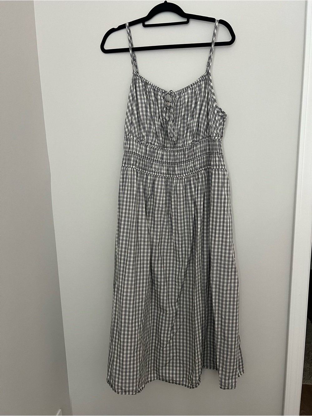 Universal Thread Gray and White Gingham Maxi Dress